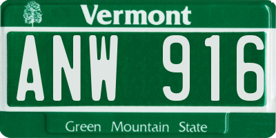 VT license plate ANW916