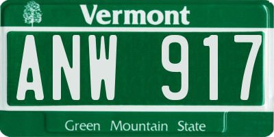 VT license plate ANW917