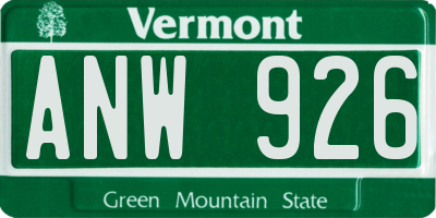 VT license plate ANW926