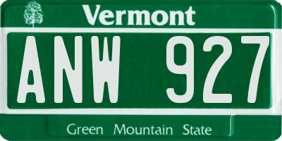 VT license plate ANW927