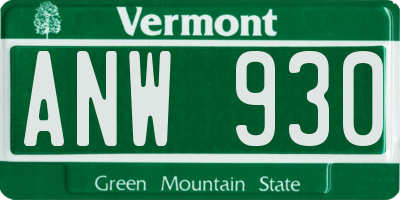 VT license plate ANW930