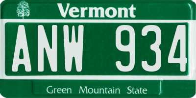 VT license plate ANW934