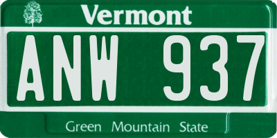 VT license plate ANW937