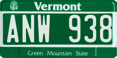 VT license plate ANW938