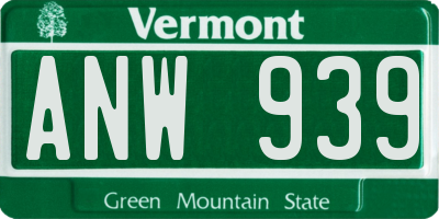 VT license plate ANW939