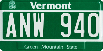 VT license plate ANW940
