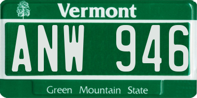 VT license plate ANW946