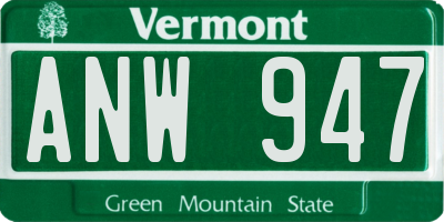 VT license plate ANW947