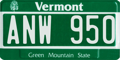 VT license plate ANW950