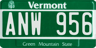 VT license plate ANW956