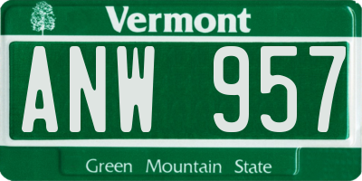 VT license plate ANW957