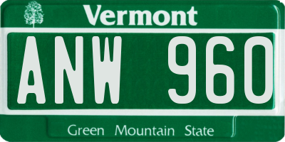 VT license plate ANW960
