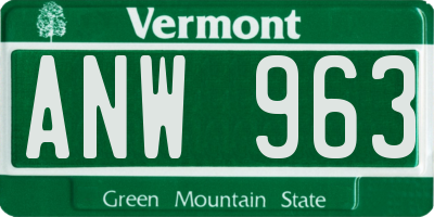 VT license plate ANW963