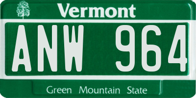 VT license plate ANW964