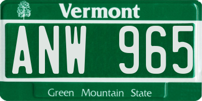 VT license plate ANW965