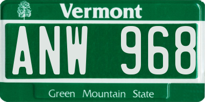 VT license plate ANW968