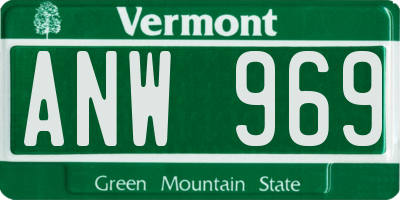 VT license plate ANW969