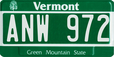 VT license plate ANW972