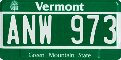 VT license plate ANW973