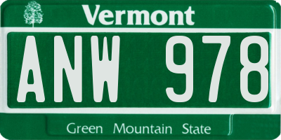 VT license plate ANW978