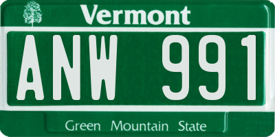 VT license plate ANW991