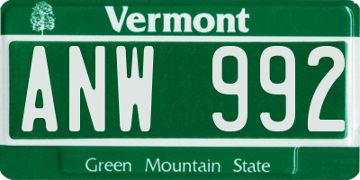 VT license plate ANW992