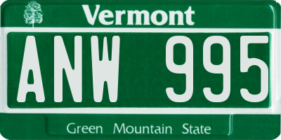 VT license plate ANW995