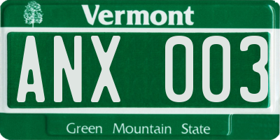 VT license plate ANX003