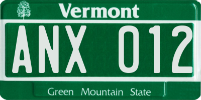VT license plate ANX012