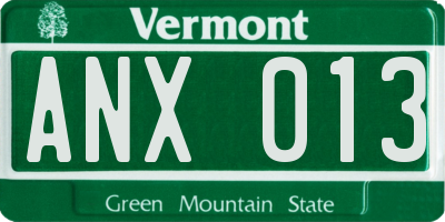 VT license plate ANX013