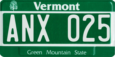 VT license plate ANX025