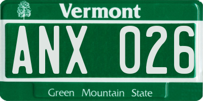VT license plate ANX026