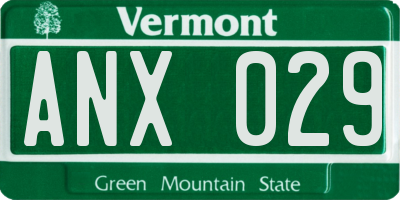 VT license plate ANX029