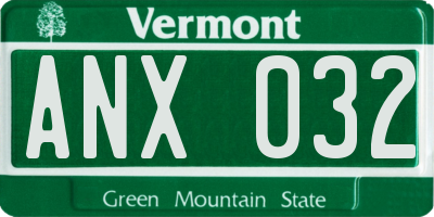VT license plate ANX032