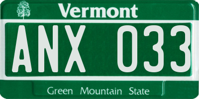 VT license plate ANX033
