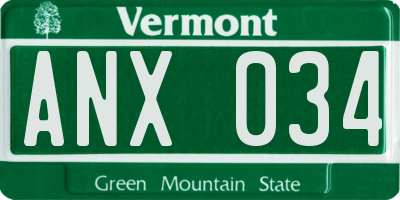 VT license plate ANX034
