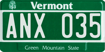 VT license plate ANX035