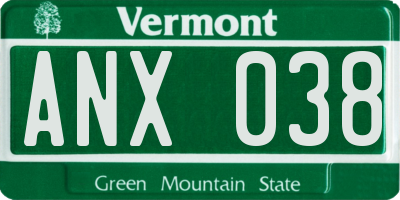 VT license plate ANX038