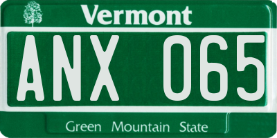 VT license plate ANX065