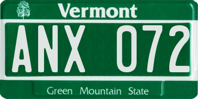 VT license plate ANX072