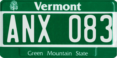 VT license plate ANX083