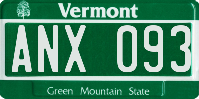 VT license plate ANX093