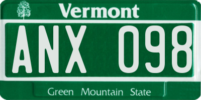 VT license plate ANX098