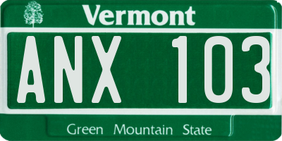 VT license plate ANX103