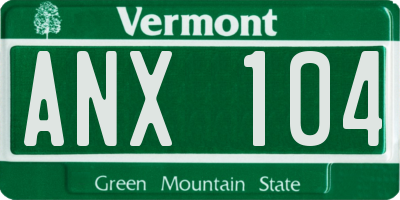 VT license plate ANX104