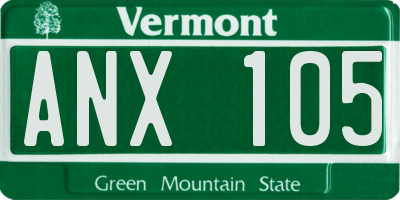 VT license plate ANX105