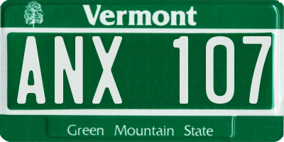 VT license plate ANX107