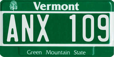 VT license plate ANX109
