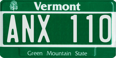 VT license plate ANX110