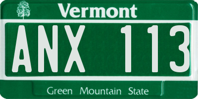 VT license plate ANX113